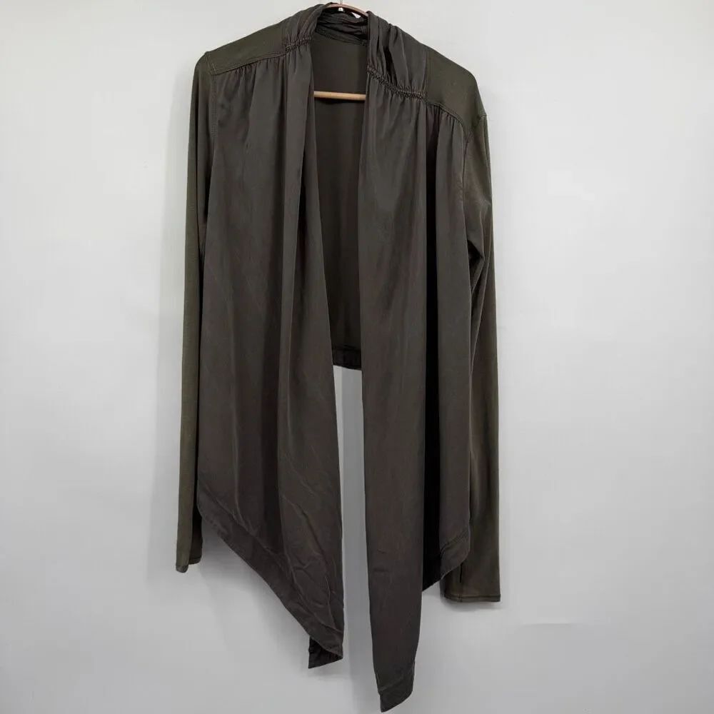 Lululemon Green Wrap Long Sleeve Open Front Draped Cardigan Top Size 8